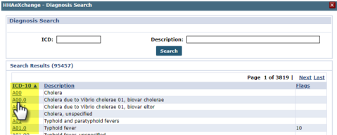 Diagnosis Search Window